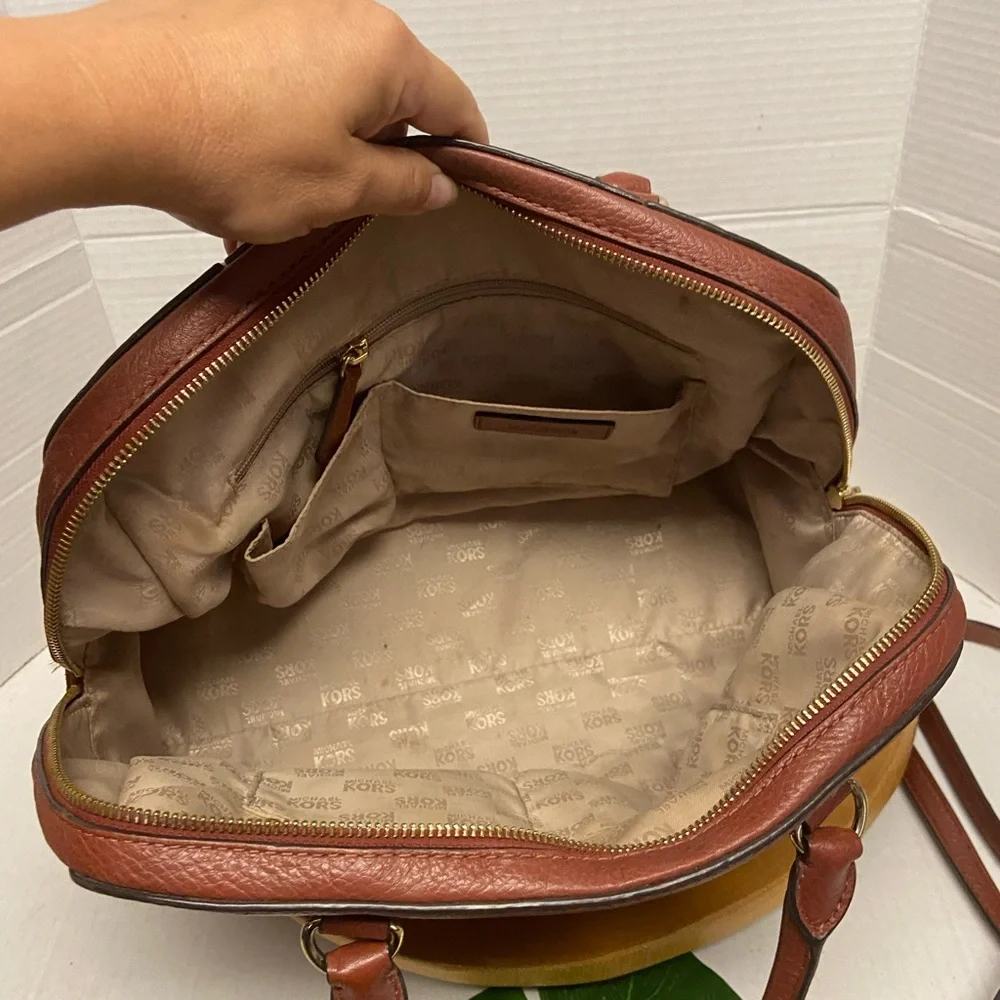 Michael Kors Large Clay Brown Leather Satchel Handbag